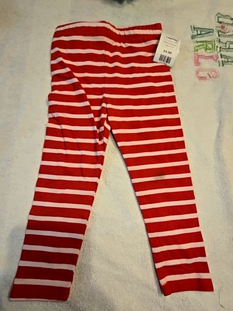 Red/Pink Striped Cat & Jack Leggings, 2T G