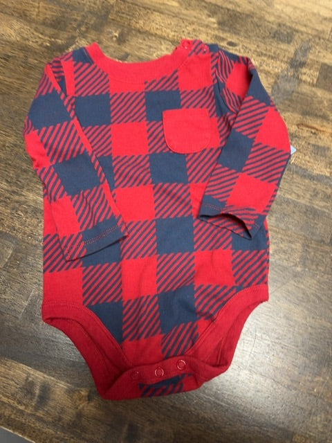 Navy/Red Plaid Garanimals Longsleeve Onesie, 18M B