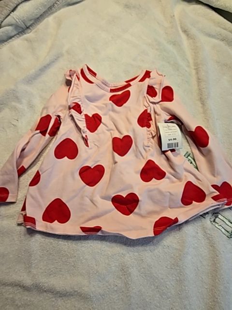 Pink/Red Heart Cat & Jack Longsleeve Shirt, 2T G