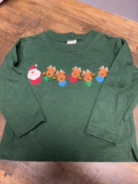 Green Reindeer Decorated Originals Longsleeve Shirt, 4T G