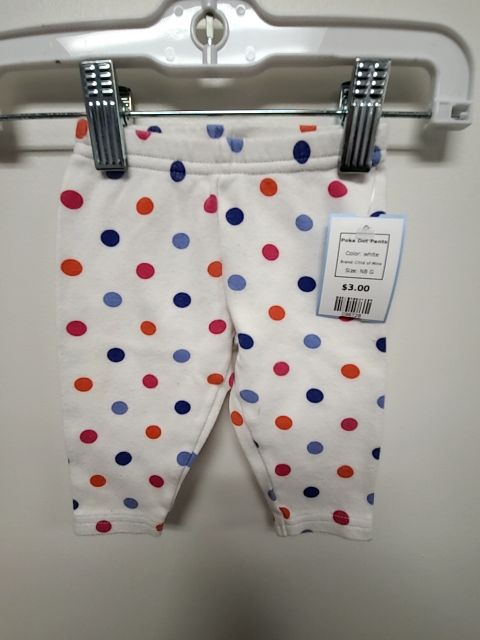 white Child of Mine Poka Dot Pants, NB G