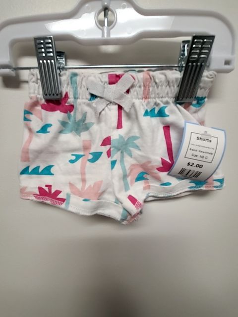 White/Pink/Blue Palm Tree Garanimals Shorts, NB G