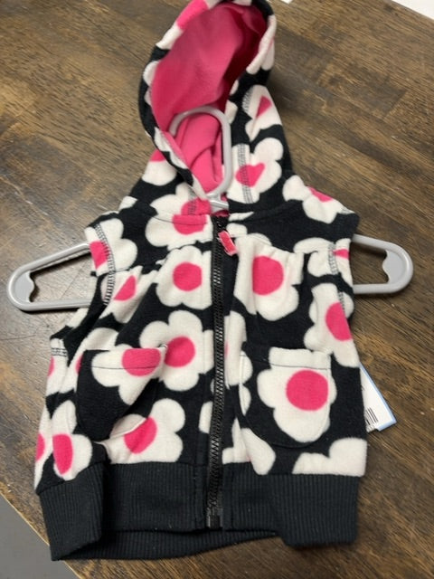 Black/Pink/White Flower Carters Vest, 3M G