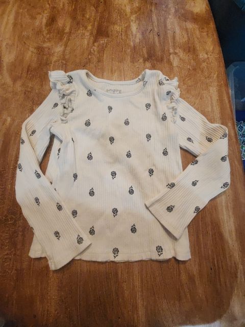 White/Black Flowers Jumping Bean Longsleeve Shirt, 6 G