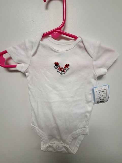 White/Red Flower Carters Onesie, NB G