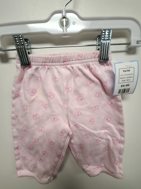 Pink Butterfly Carters Pants, NB G