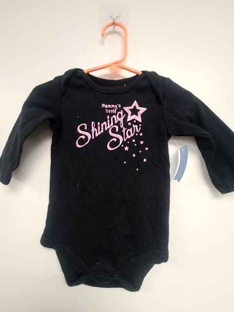 Black/Pink Shining Star Faded Glory Longsleeve Onesie, 6M G