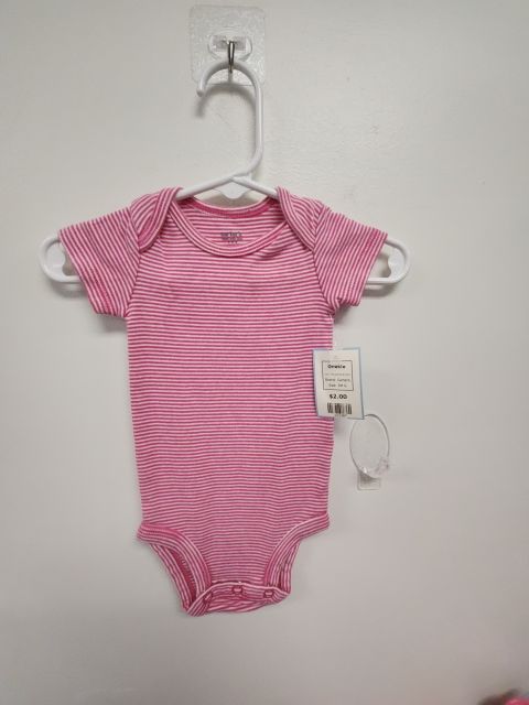 Pink/White Striped Carters Onesie, 3M G