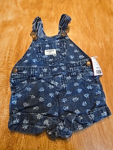 Blue Jean/Flowers OshKosh Bib Shorts, 9M G