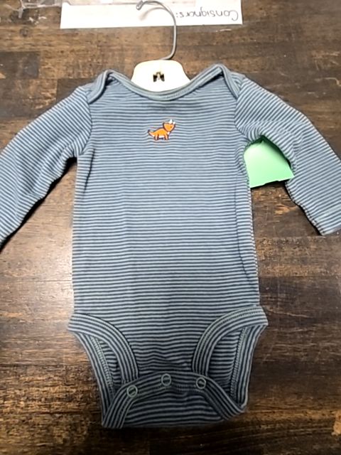 Green/Blue Striped Dino Carters Lognsleeve Onesie, 3M B