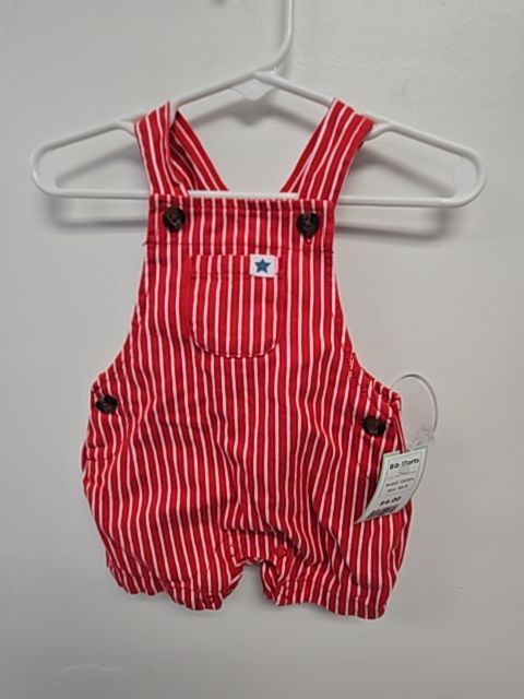 Red/White Striped Carters Bib Shorts, NB B