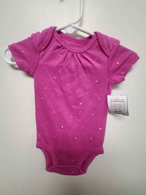 pink Carters Poka Dot Onesie, 3M G