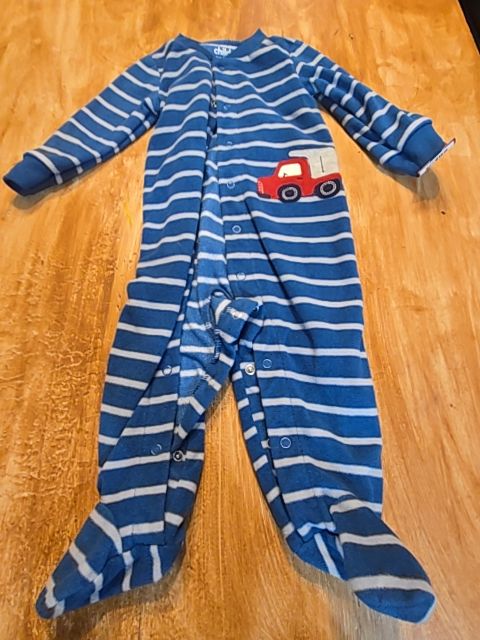 Blue/Grey Striped Carters Sleeper, 6M B