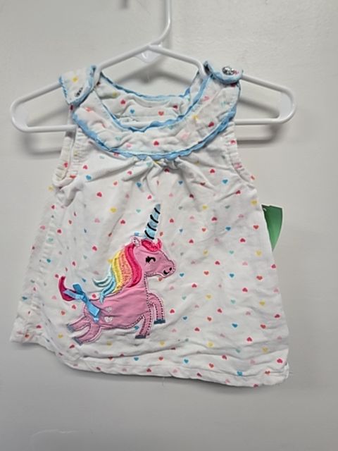 White/Colorful Unicorn Nannette Baby Dress, 3M G