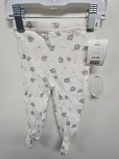 White/Grey Elephant TRES beau or belle Pants, 6M B