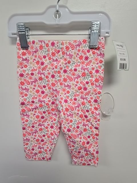 White/Pink Flower Leggings, 9M G