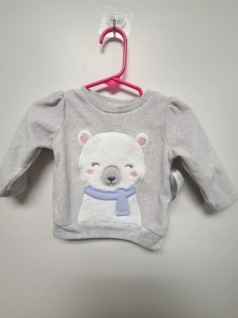 Grey Polar Bear Carters Longsleeve Shirt, 6M G