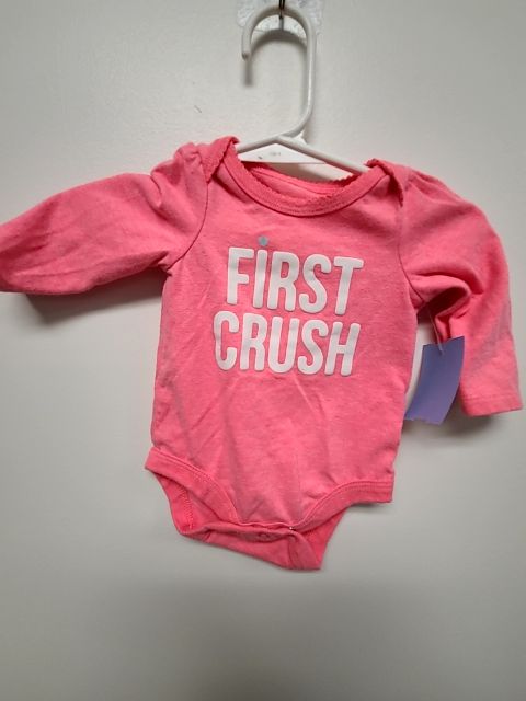 Pink First Crush Cat & Jack Longsleeve Onesie, NB G