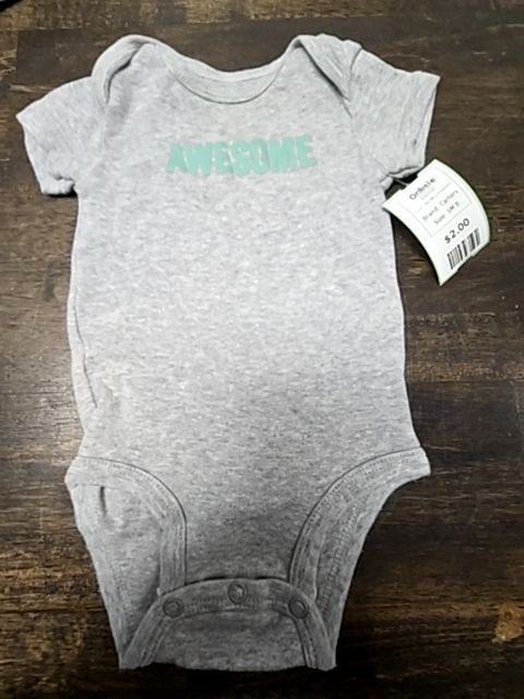 Grey/Blue Awesome Carters Onesie, 3M B
