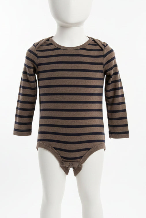 Navy/Brown Carters Longsleeve Onesie, 2T B