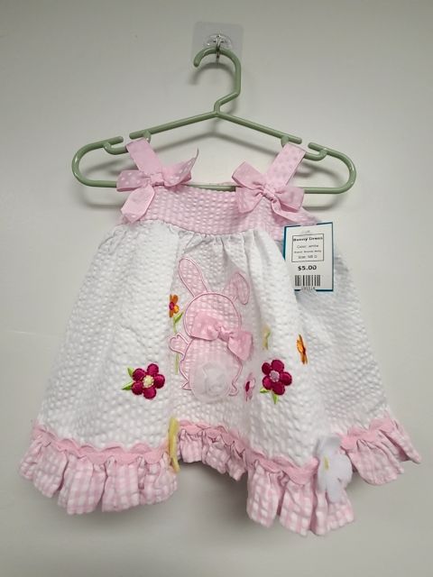 white Bonnie Baby Bunny Dress, NB G