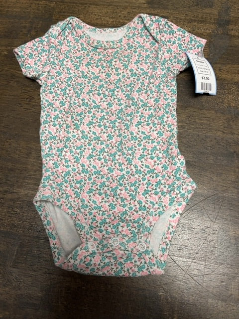 Blue/Pink Flower Carters Onesie, 3M G