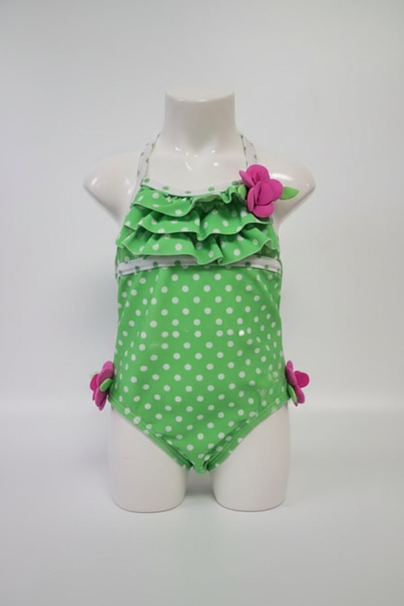 Green/White Polka Dot Okie Dokie Swim Suit, 12M G