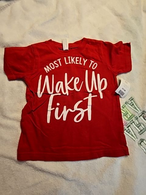 Red Most Likely To Wake Up First Rabbit Skins Shirt, 2T G
