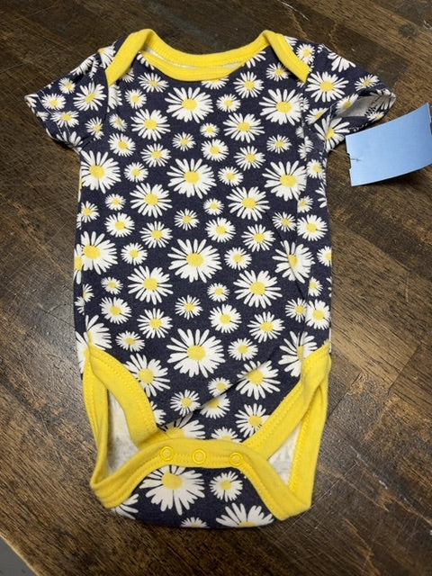 Navy/White/Yellow Flower Kidgets Onesie, 6M G