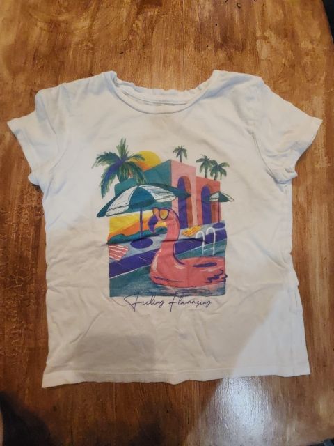 White/Colorful Flamingo Old Navy Shirt, 8 G