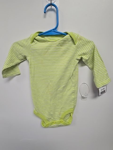 Green/White Striped Carters Longsleeve Onesie, 6M B