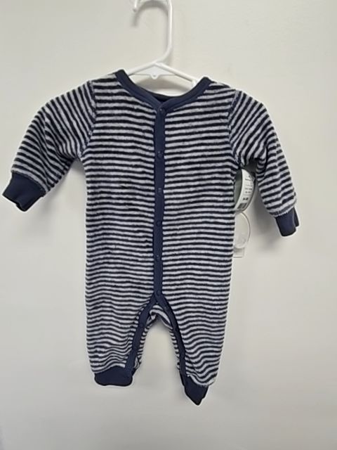 Grey/Blue Striped Carters Pant One Piece, 3M B