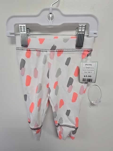 White/Pink/Grey Cloud Island Pants, NB G