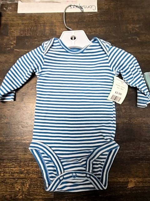Blue/White Striped Carters Longsleeve Onesie, 3M B