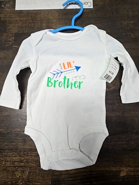 White Lil Brother Carters Longsleeve Onesie, 3M B