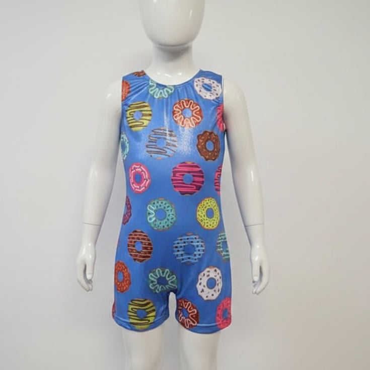 Blue/Colorful Donut Boutique Gymnastics Leotard, 3T G