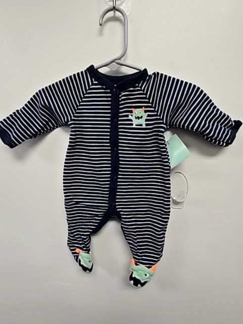 Navy/White Monster Carters Sleeper, NB B