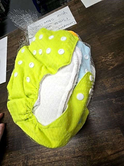 Green/Yellow/Blue Cloth Diapers W/Inserts