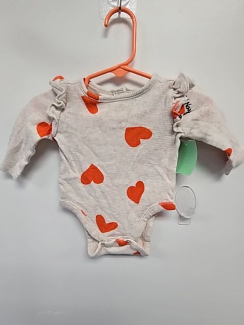 Tan/Red Heart Old Navy Longsleeve Onesie, NB G