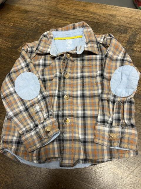 Brown/Black Plaid Wonder Nation Longsleeve Button Up, 18M B
