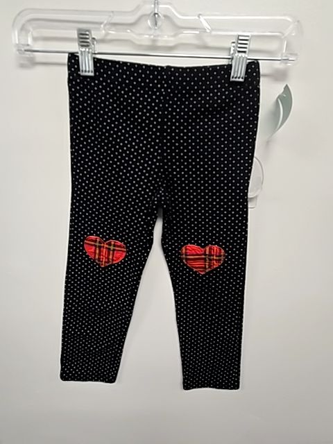 Black/Grey Polka Dot Cutie Pie Leggings, 4T G