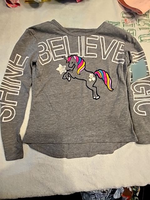 Grey 365 kids Long Sleeve Unicorn Shirt, 5 G
