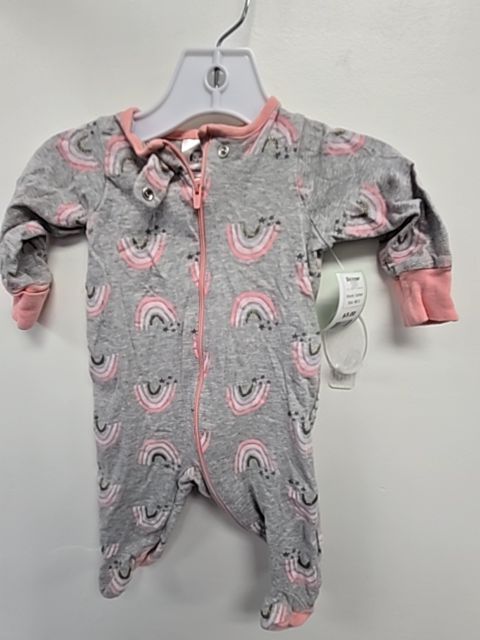 Grey/Pink Rainbow Gerber Sleeper, NB G