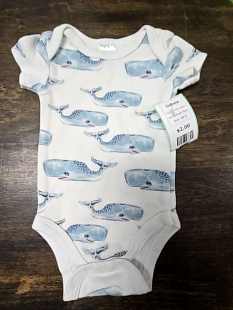 White/Blue Whale Modern Baby Onesie, NB B