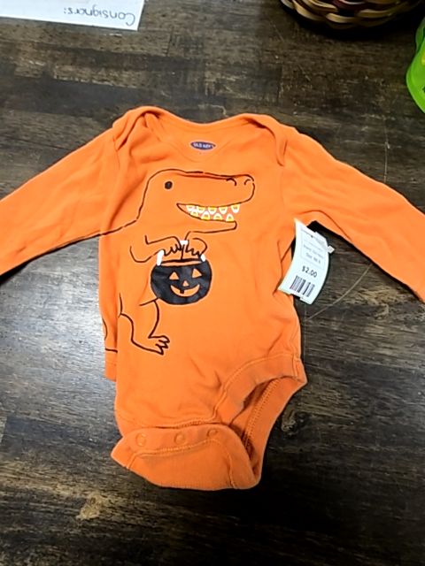 Orange Halloween Dino Old Navy Longsleeve Onesie, NB B