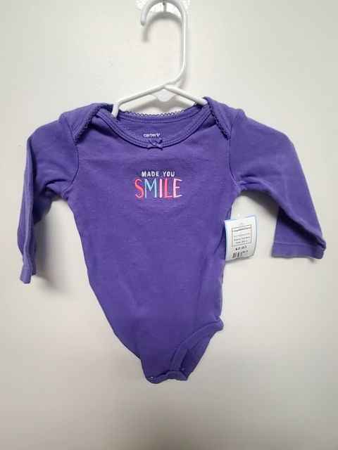 Purple Made You Smile Carters Longsleeve Shirt, 6M G