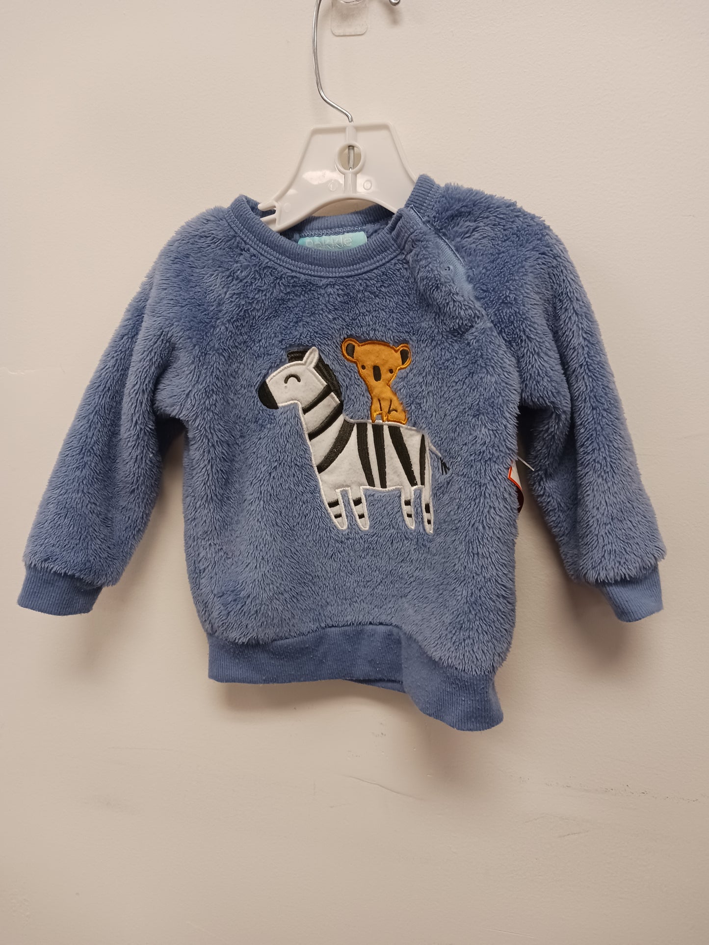 Blue Pekkle Fuzzy Zebra Shirt, 12M B