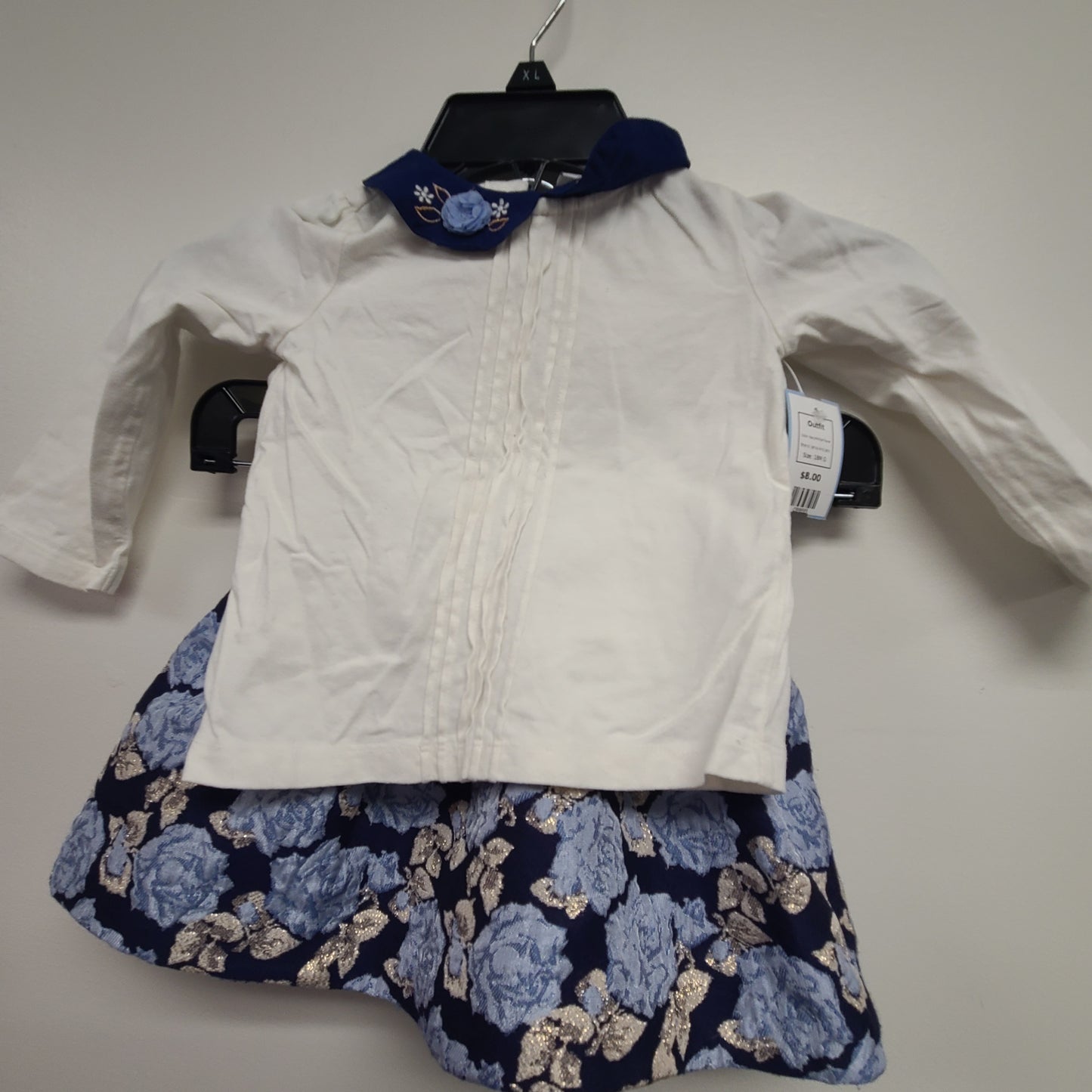 Navy/White Flower Janie And Jack Outfit, 18M G
