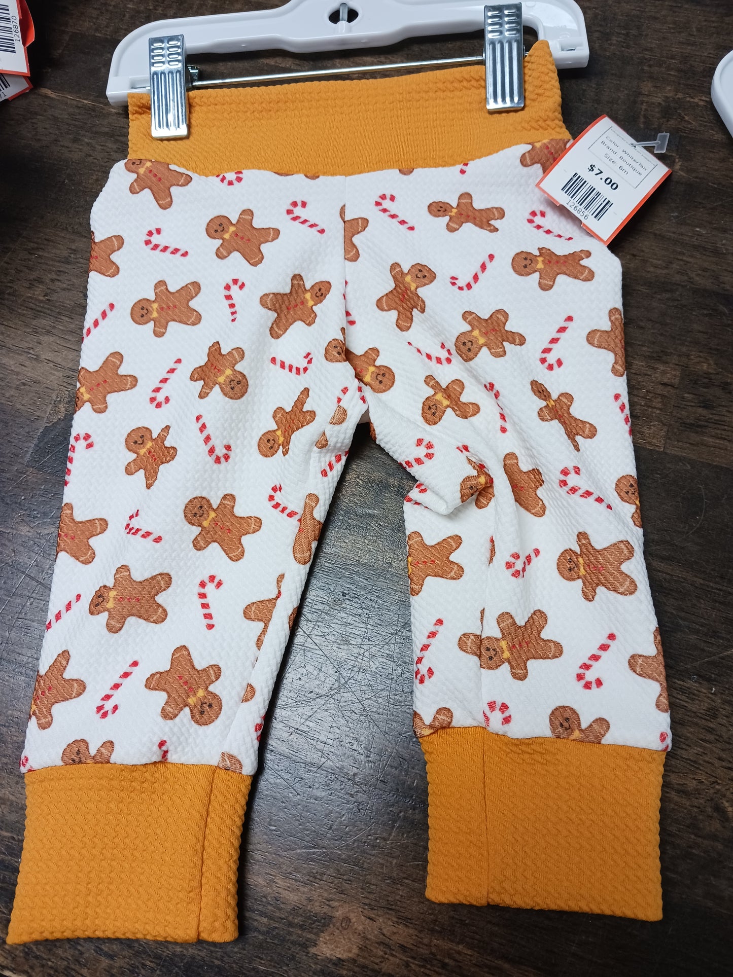 White/Tan Boutique Gingerbread Man Joggers, 6m