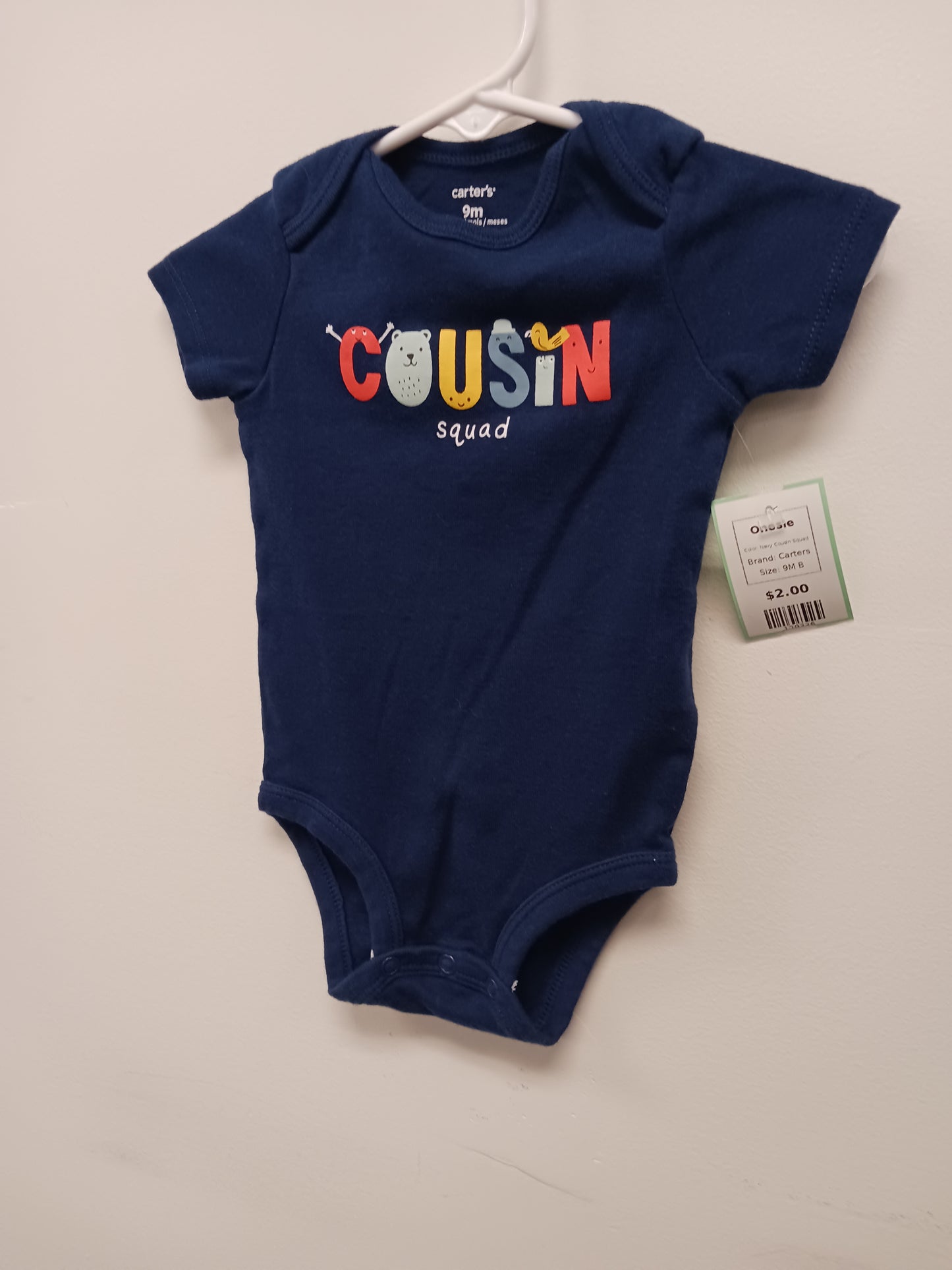Navy Cousin Squad Carters Onesie, 9M B